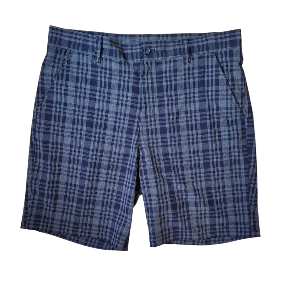 Rorie Whelan Golf Mens Blue‎ Plaid Flat Front Performance Golf Shorts Size 36